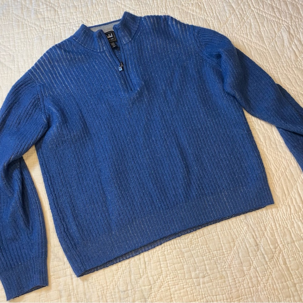 IKE Behar Ribbed 1/4 zip Pullover Alpaca Sweater L
